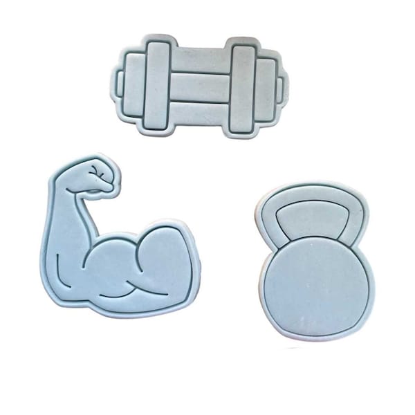 Gym Set Cookie Cutter Stamp Muscle Kettle Bell Barbell