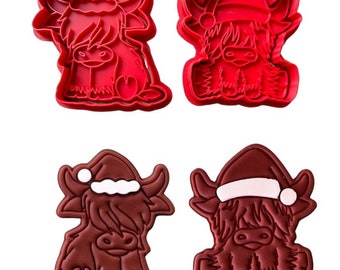 Sello cortador de galletas de vaca de las Tierras Altas de Navidad