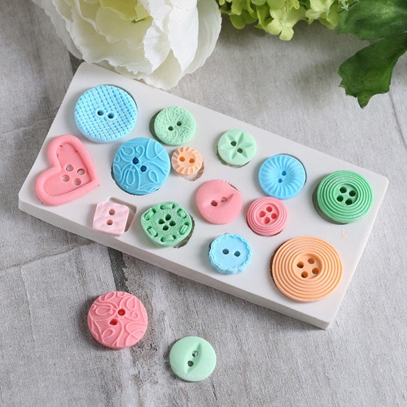 Buttons Silicon mould heart square round shape Cake Fondant Sugarcraft Soap