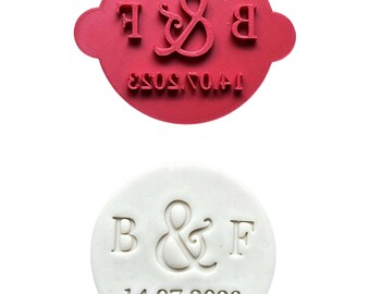 Aangepaste bruiloft Cookie Cutter stempel Inital namen datum