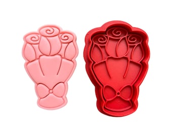 Rose Bouquet Cookie Cutter Stamp Valentine's day Wedding flower