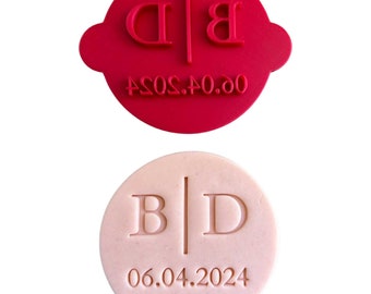 Aangepaste bruiloft Cookie Cutter stempel Inital namen datum