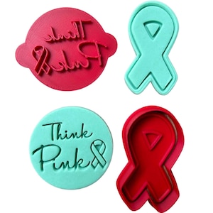 Breast cancer awareness think pink cancer ribbon cutter