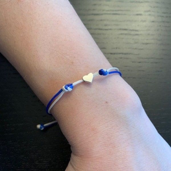 Israel Bracelet / Heart Bracelet / Heart Jewelry / Cord Bracelet / Israel Flag / Jewelry/ Gift / Jewish / Stand with Israel