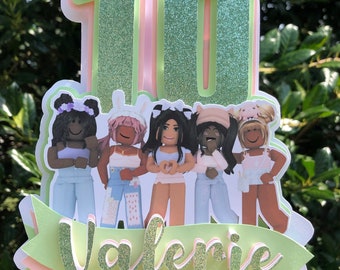 Décoration de gâteau Roblox pour fille * Décoration de gâteau rose Roblox Birthday Party * Roblox Birthday Party pour les filles * Roblox Birthday