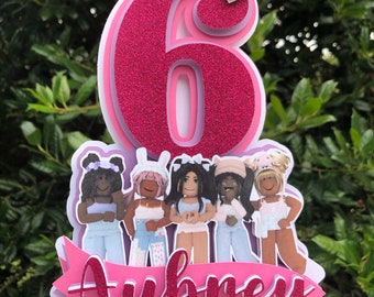 Décoration de gâteau Roblox pour fille * Décoration de gâteau rose Roblox Birthday Party * Roblox Birthday Party pour les filles * Roblox Birthday