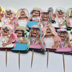 Pool Girl Roblox Cupcake Topper * Pink Roblox Birthday Party Cupcake Topper * Roblox Birthday Party for Girls * Roblox Birthday