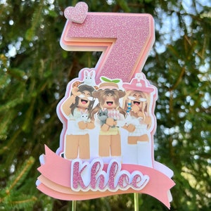 Girl Roblox Cake Topper Shipped to You * Pink Roblox Birthday Party Cake Topper * Roblox Birthday Party for Girls * Roblox Birthday