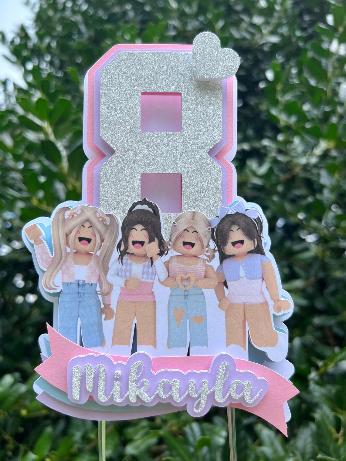 Girl Roblox Cake Topper Pink Roblox Birthday Party Cake Etsy