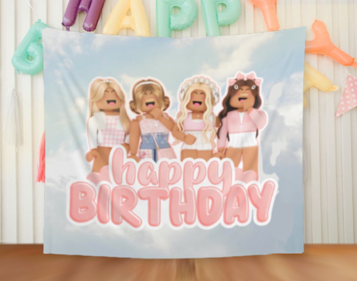 Girl Pink Roblox Banner Indoor Wall Tapestries Backdrop Etsy
