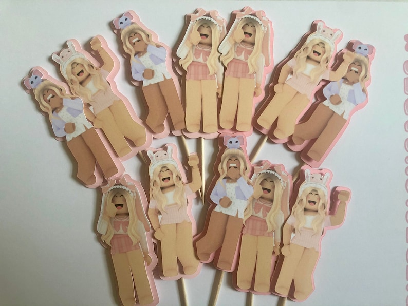 Girl Roblox Cupcake Topper Pink Roblox Birthday Party Etsy
