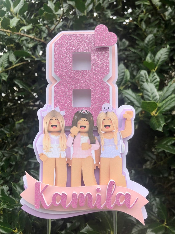 ROBLOX pink Girl Cake Topper DIY (LAMINATED)