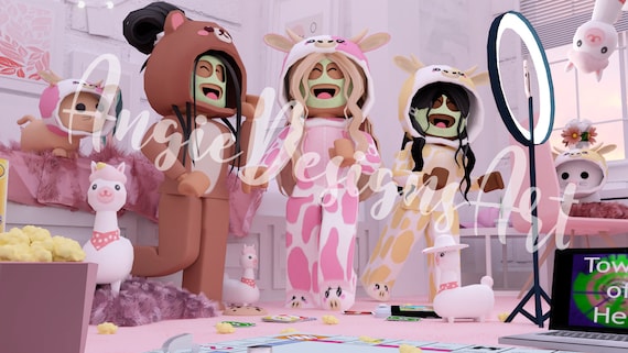 Pink Roblox Slumber Party Girl Roblox Zoom Party Background Etsy - roblox background girl