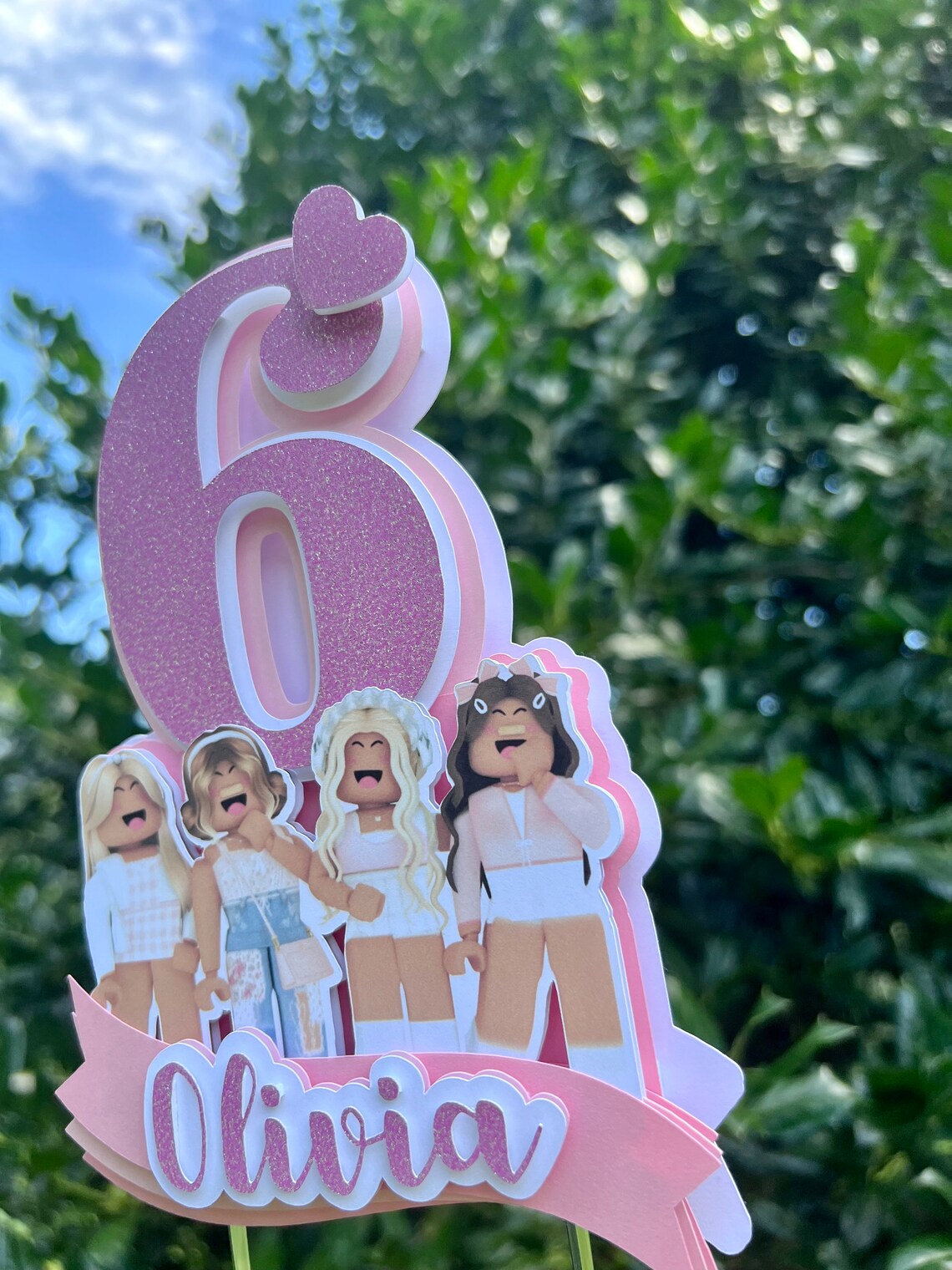 Girl Roblox Cake Topper Pink Roblox Birthday Party Cake Etsy UK