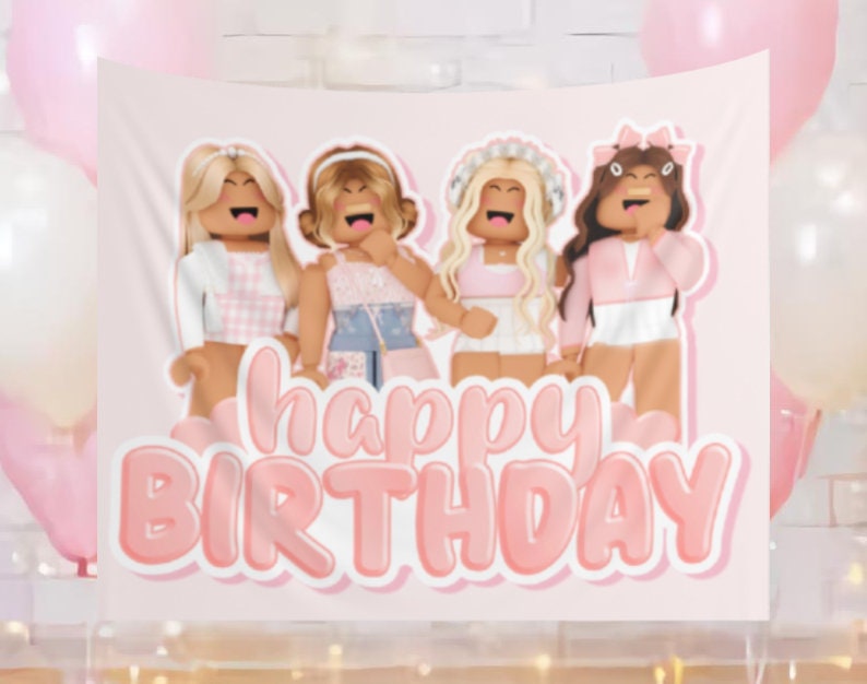 Girl Pink Roblox Banner Indoor Wall Tapestries * Backdrop Poster Ship…