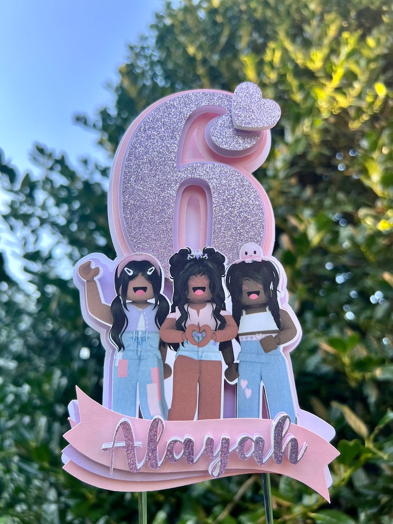 Girl Roblox Cake Topper Shipped to You Pink Roblox Birthday - Etsy