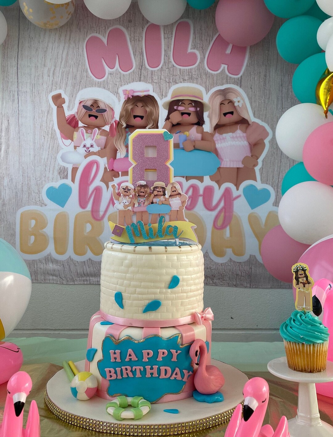 Roblox Girls Slumber Party with Teddy Bear Onsies Edible Cake Topper I – A  Birthday Place