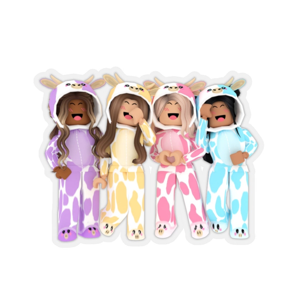 Girl Roblox Cow Outfit Sticker Girl Roblox Birthday Party | Etsy