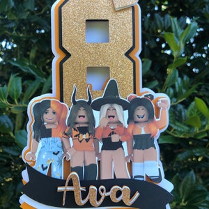 Halloween Girl Roblox Cake Topper * Halloween Roblox Birthday Party ...