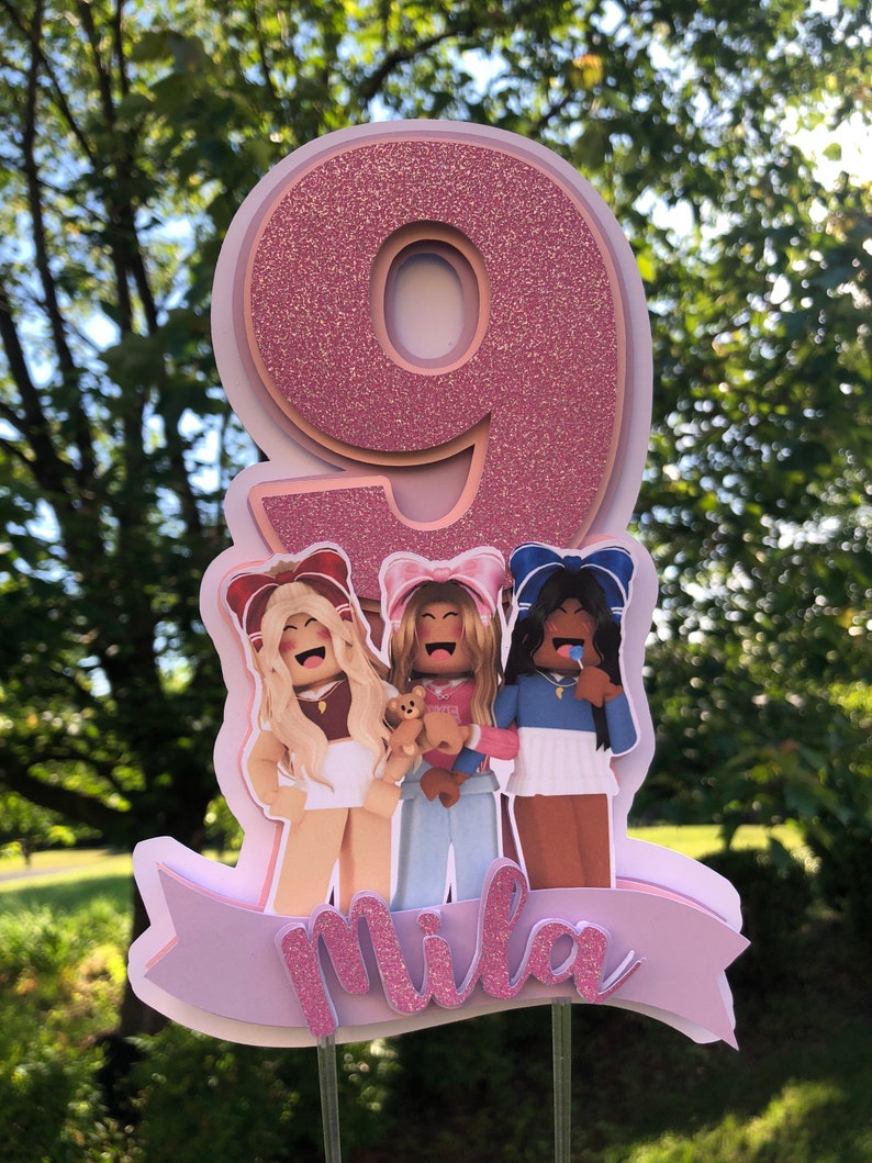 Girl Roblox Cake Topper Shipped to You Pink Roblox Birthday - Etsy