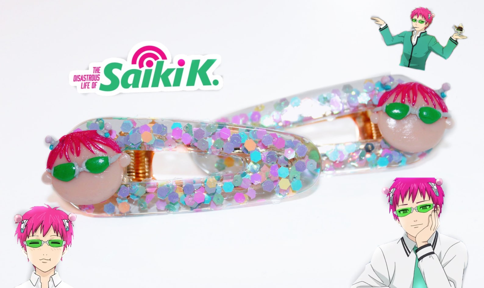 Saiki K Resin Hair Clips the Disastrous Life of Saiki K. Etsy
