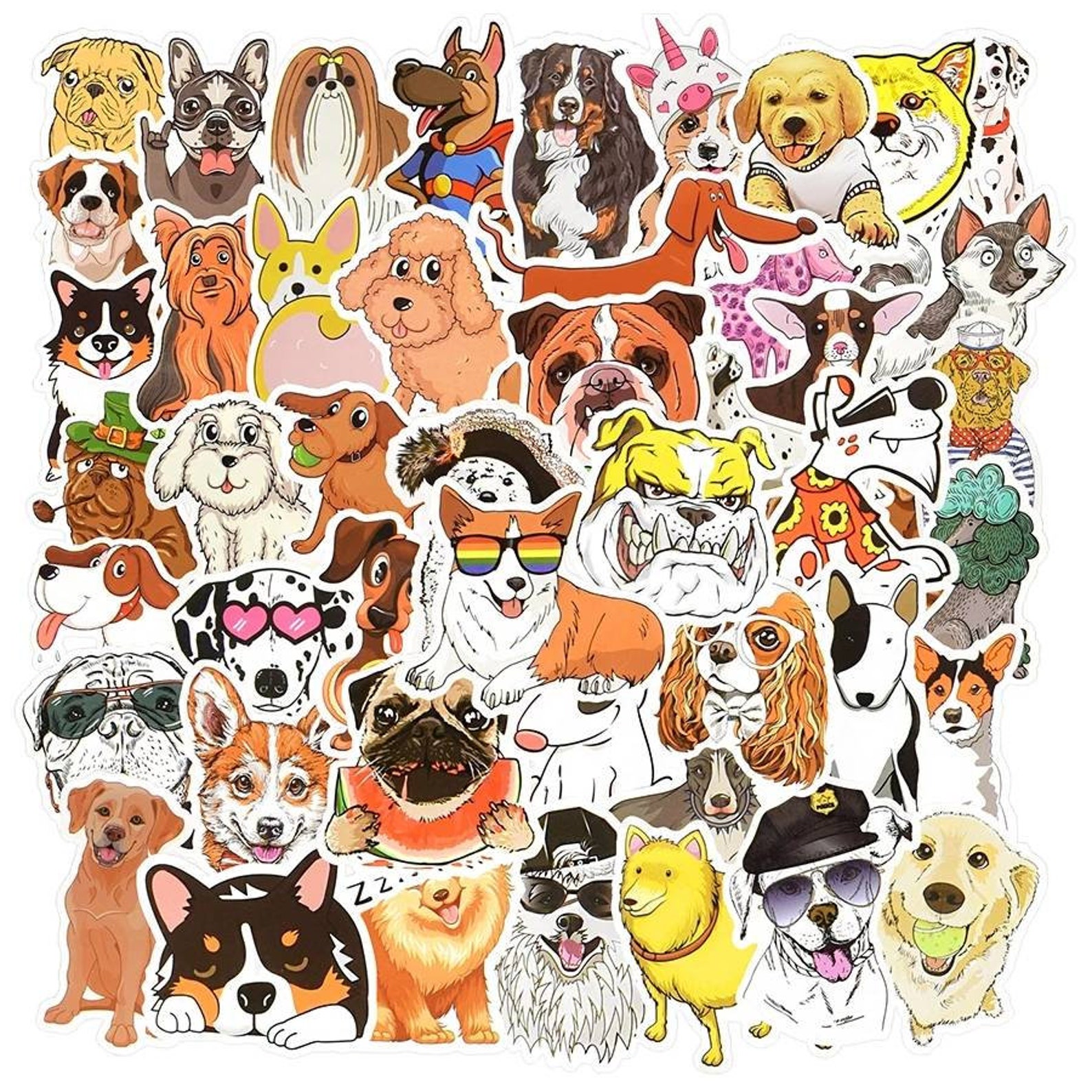 Cute dog stickers WATERPROOF Stickers Cartoon Etsy