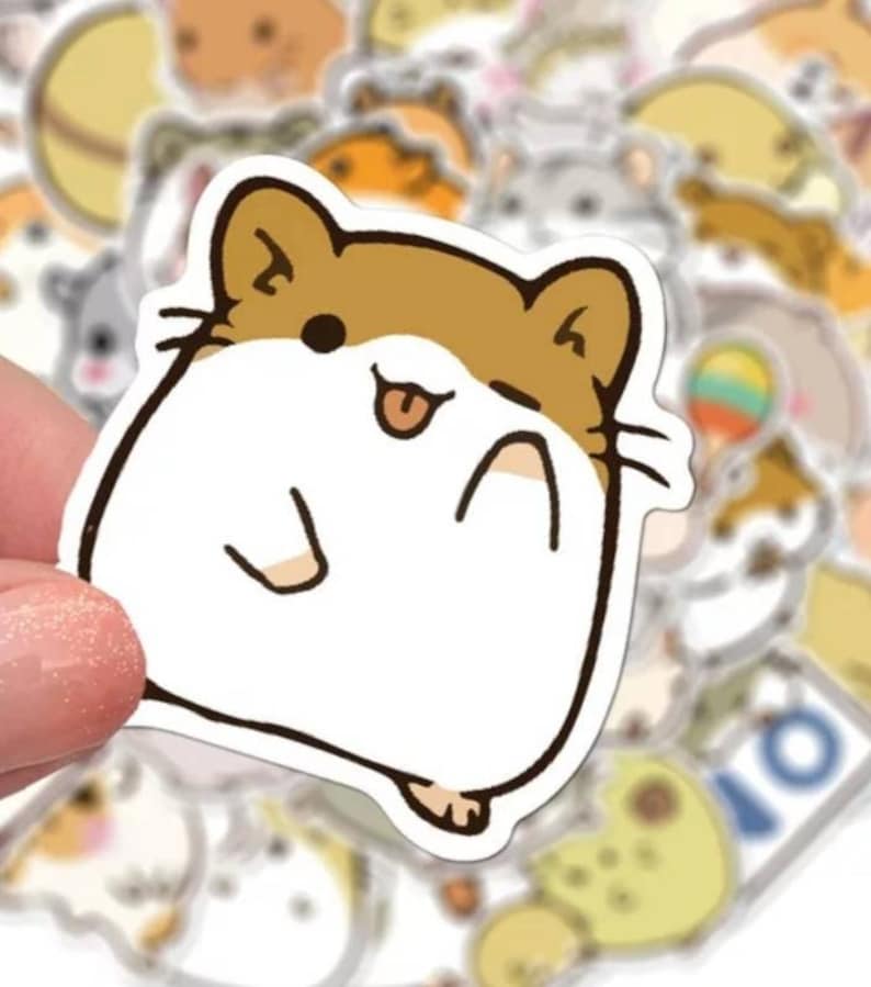 Kawaii Hamster Sticker Large Stickers Pack of 10 Gloss | Etsy
