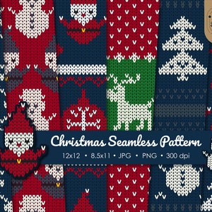 Christmas Knitted Pattern, Xmas Wrapping Paper, Winter Paper, Seamless Background, Printable gift box, Scrapbook Supplies, New Year