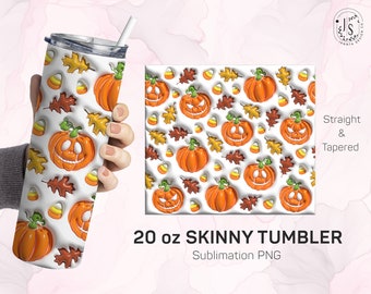 Halloween Bubble Pumpkin 20oz Skinny Tumbler Wrap (Digital Download)