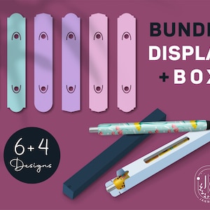 Bundle Pen Display Card SVG e Pen Box Template / Epoxy Window Box Cut File / Glitter Epoxy Pen Card Holder / SVG Glitter Glitter Pen Packaging
