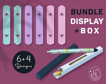 Bundle Pen Display Card SVG and Pen Box Template | Epoxy Window Box Cut File | Glitter Epoxy Pen Card Holder | SVG Glitter Pen Packaging