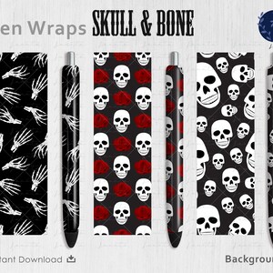 Skull Pen Wrap PNG | Sugar Skulls enveloppe le png | Ensemble de fichiers Bones Hand Wrap | | de toboggan aquatique d’Halloween | de fichiers PNG vinyle Rétro Gothique Numérique