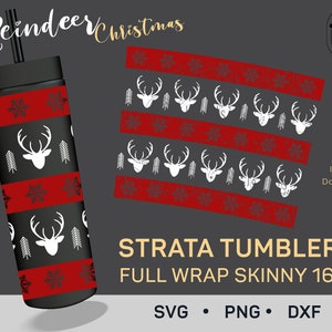 Rentier und Schneeflocken Strata SVG, Weihnachten Strata Cups svg, Strata Full Wrap, Strata Cup Skinny 16oz, Tumbler Wrap Template, Winter PNG