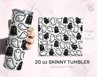 Halloween Ghost Tumbler Wrap, 3D Design 20oz Skinny Tumbler (Digital Download)