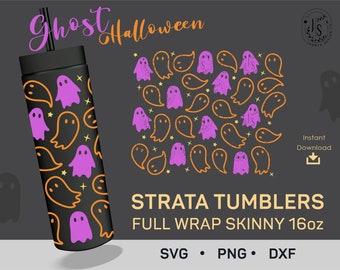 Ghost Halloween Strata SVG, Creepy Horror Strata Cups svg, Strata Cup Full Wrap, Strata Cup Skinny 16oz, Tumbler Wrap Template, Fall PNG