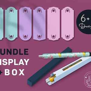 Paquete Pen Display Card SVG y Pen Box Template / Epoxy Window Box Cut File / Glitter Epoxy Pen Card Holder / SVG Glitter Pen Packaging