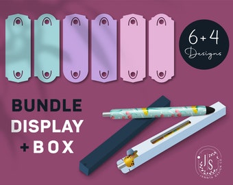 Bundle Pen Display Card SVG and Pen Box Template | Epoxy Window Box Cut File | Glitter Epoxy Pen Card Holder | SVG Glitter Pen Packaging