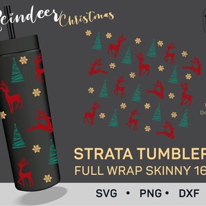 Rentier Strata SVG, Weihnachtsbaum Strata Cups svg, Strata Full Wrap, Strata Cup Skinny 16oz, Tumbler Wrap Template, Winter Xmas PNG