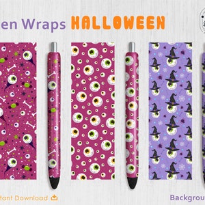 Halloween Pen Wrap PNG | Eyeball and Bones wraps png | Zestaw plików Witch Wrap | Waterslide | Plik winylowy PNG | Retro Gothic Digital Download
