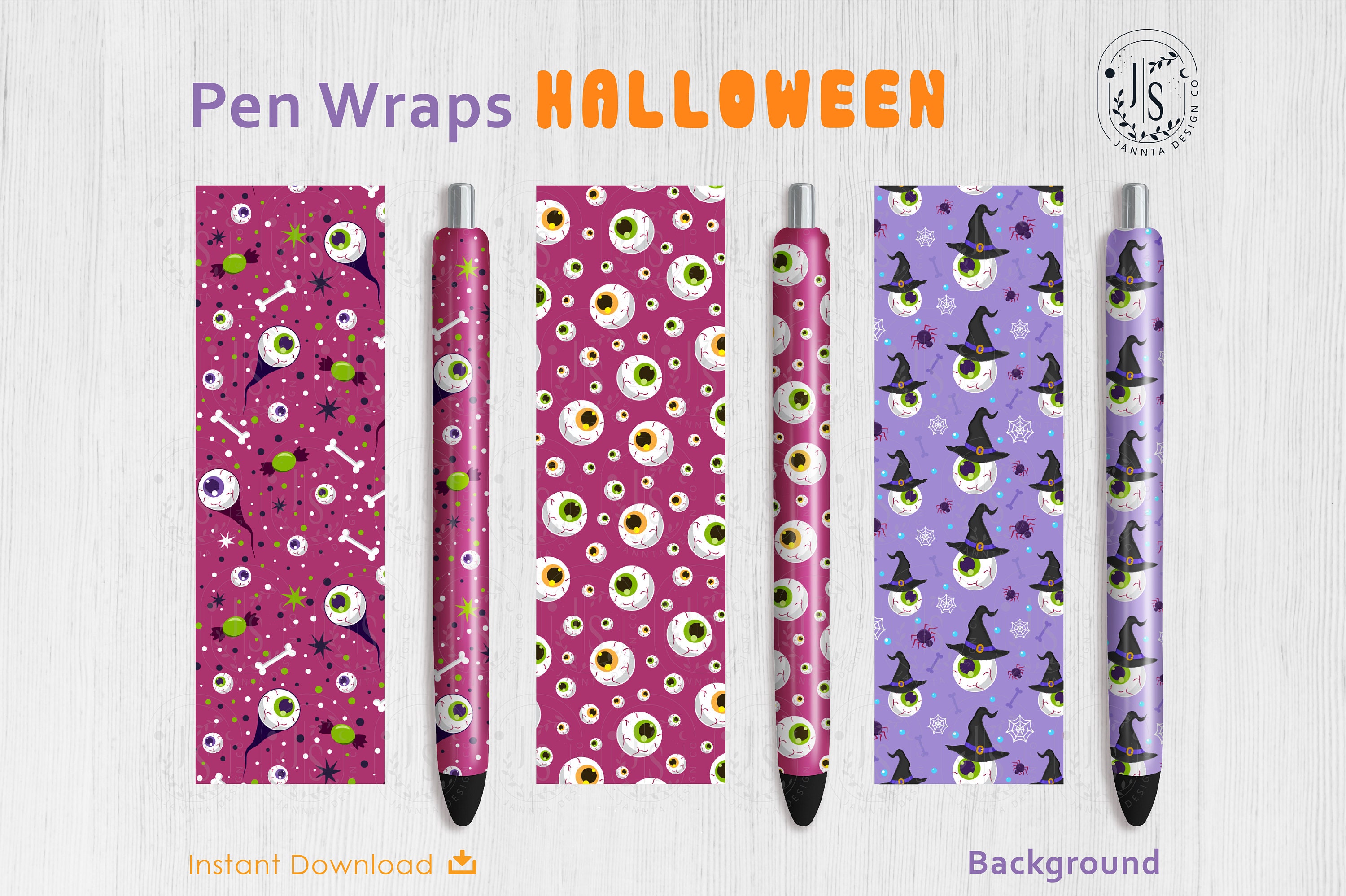 Halloween Pen Wrap PNG Eyeball and Bones Wraps Png Witch - Etsy
