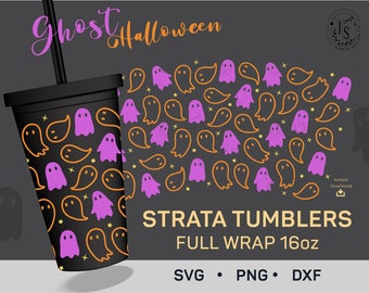 Halloween Ghost Strata SVG, Creepy Horror Strata Cups svg, Strata Cup Full Wrap svg, Strata Cup 16oz, Tumbler Wrap Template, Fall Season PNG