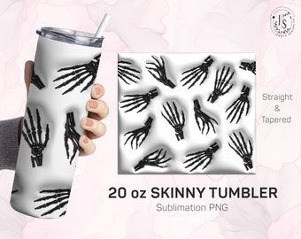 Skeleton Hands Tumbler Wrap, 3D Puff Sublimation Design (Digital Download)
