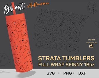 Horror Ghost Strata SVG, Creepy Halloween Strata Cups svg, Strata Cup Full Wrap svg, Skinny 16oz, Tumbler Wrap Template, Fall Season PNG