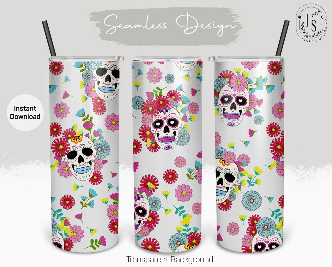 Sugar Skull Pattern 20oz Tumbler Sublimate PNG Skulls Etsy