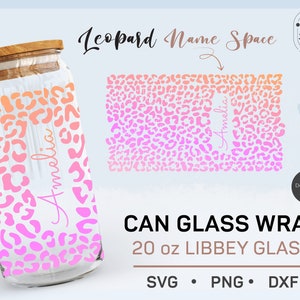 20oz, Leopard print svg, Space name svg, Can glass wrap svg, Iced Coffee Glass, Cheetah svg, Animal print svg, svg files for cricut, SVG