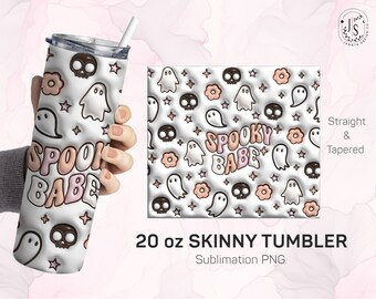 Spooky Babe Tumbler Wrap, 3D Bubble Design (Digital Download)