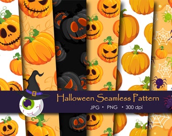 Halloween Digital Paper | Pumpkin Digital Papers Pack | Halloween Background | Gothic Wrapping Paper | Seamless Patterns | Scrapbook Sheet