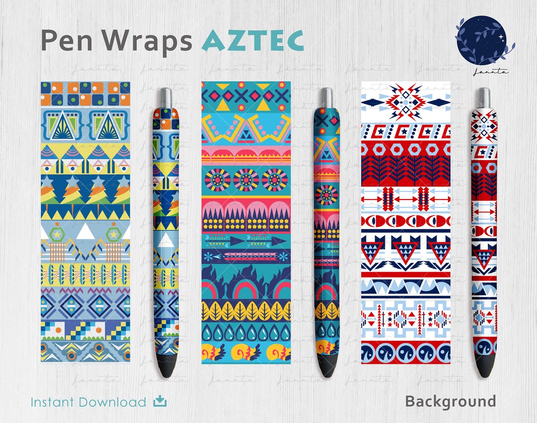 Tribal Pen Wrap PNG Aztec Pen Wraps File Set Waterslide or Vinyl ...