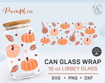 Pumpkin Can Glass Wrap SVG, Pastel Halloween, 16oz Libbey (Digital Download)