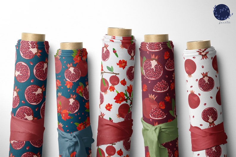 Food Background Printable Seamless Pattern Digital Papers Pack Pomegranate Digital Paper Fruit Wrapping Paper Scrapbook Sheet